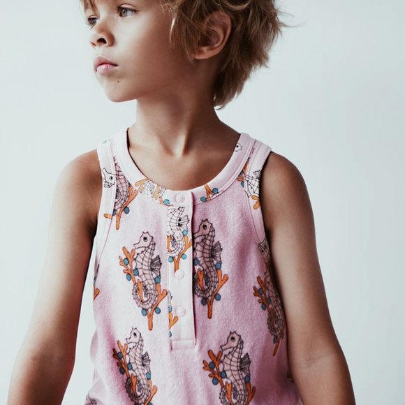 hugo loves tiki Other - Hugo Loves Tiki Pink Seahorses Terry Romper NWT